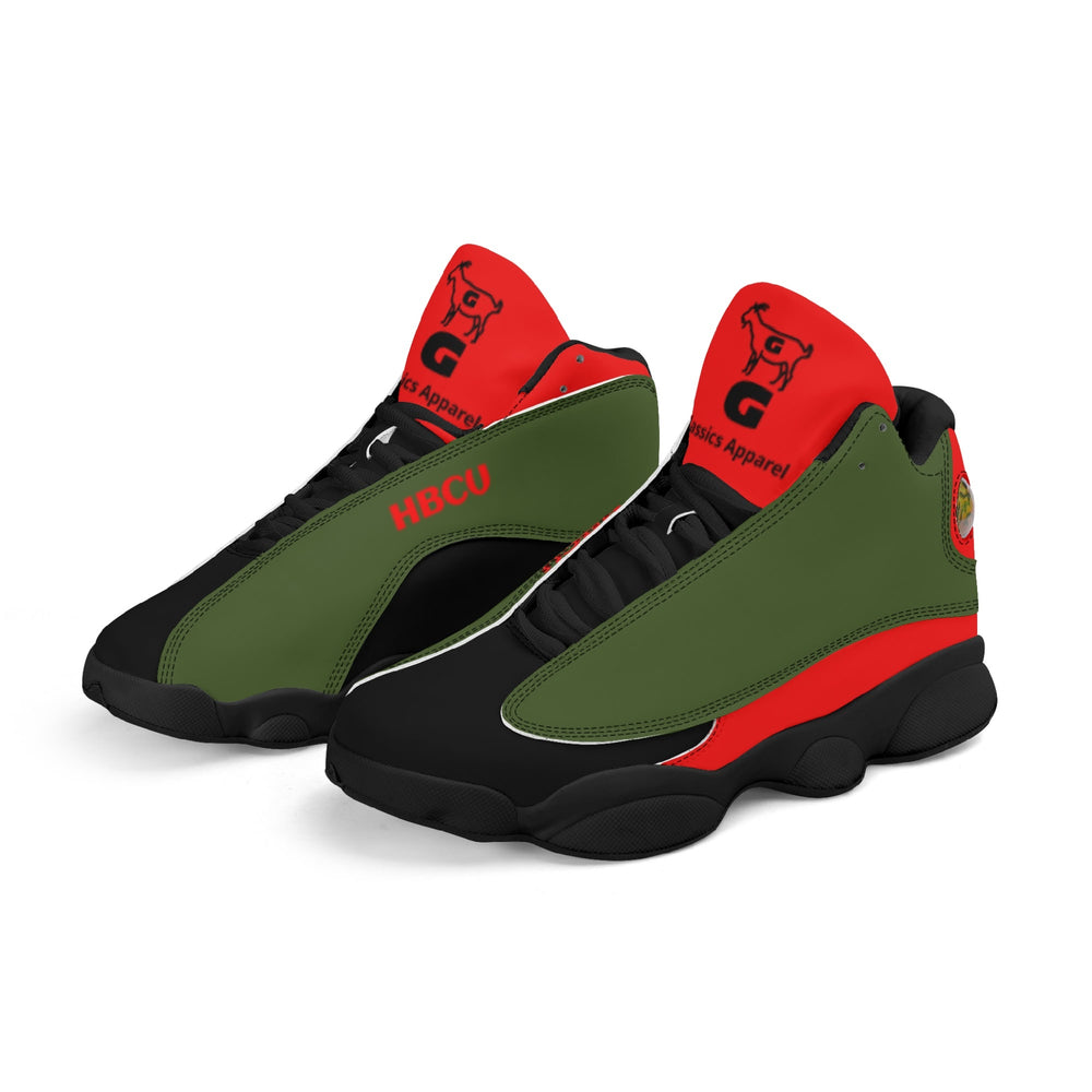 G Classics HBCU Red/Black/Green Leather G8 Basketball Shoes
