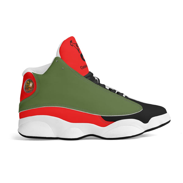 G Classics HBCU Red/Black/Green Leather G8 Basketball Shoes
