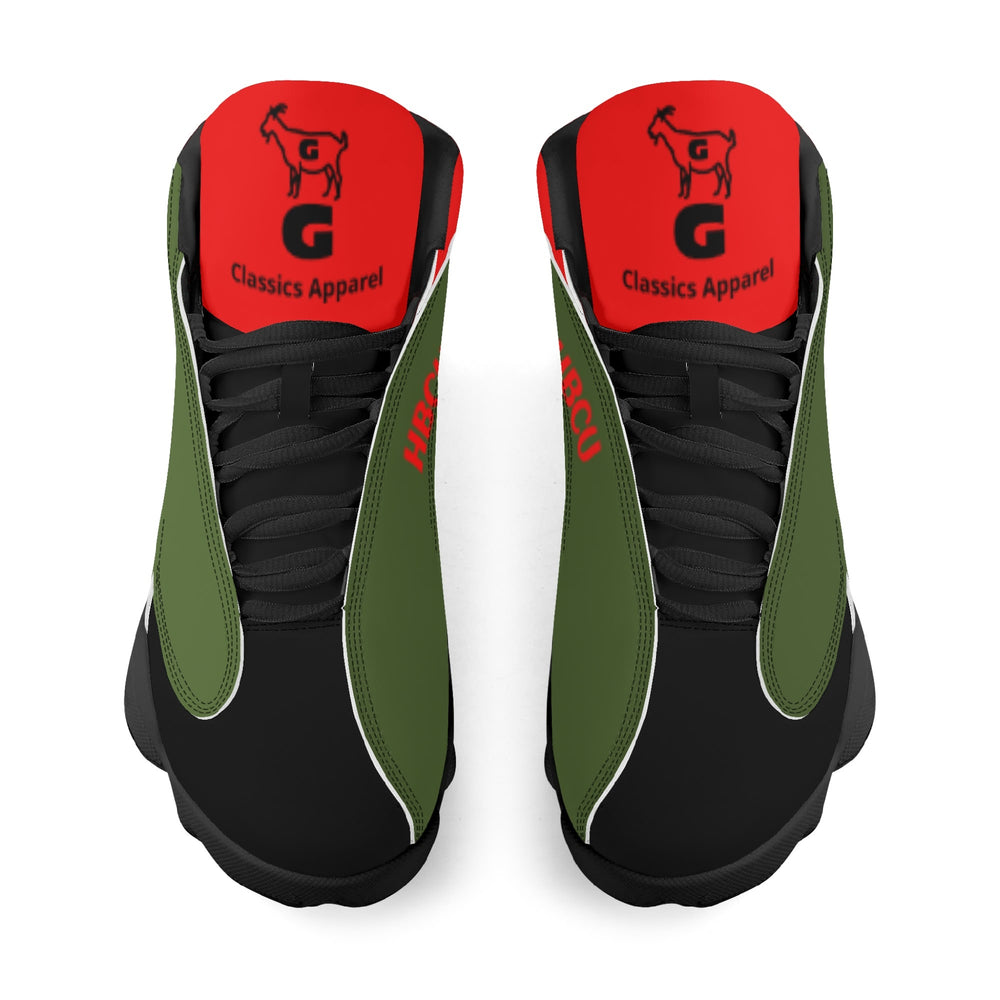 G Classics HBCU Red/Black/Green Leather G8 Basketball Shoes