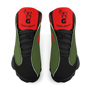 G Classics HBCU Red/Black/Green Leather G8 Basketball Shoes