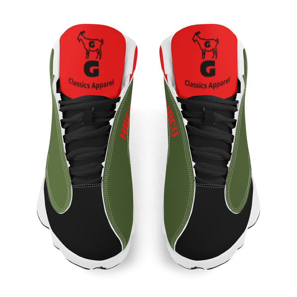 G Classics HBCU Red/Black/Green Leather G8 Basketball Shoes