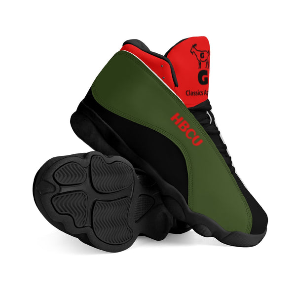 G Classics HBCU Red/Black/Green Leather G8 Basketball Shoes