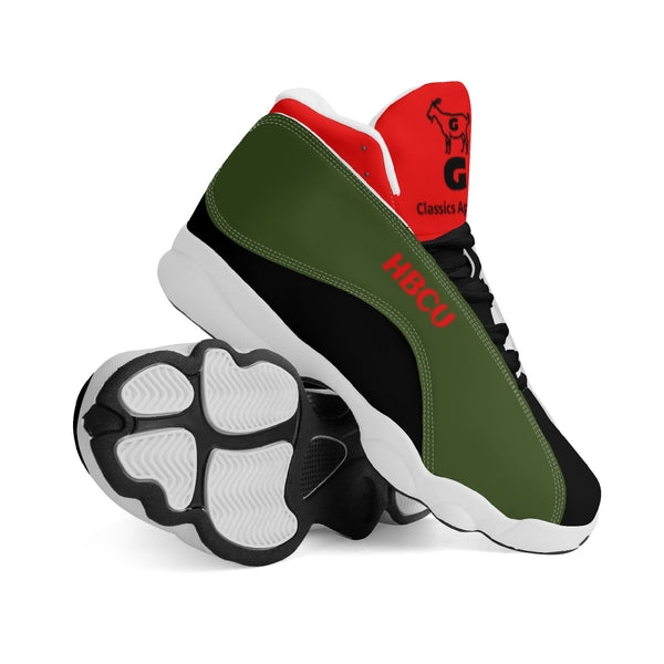 G Classics HBCU Red/Black/Green Leather G8 Basketball Shoes