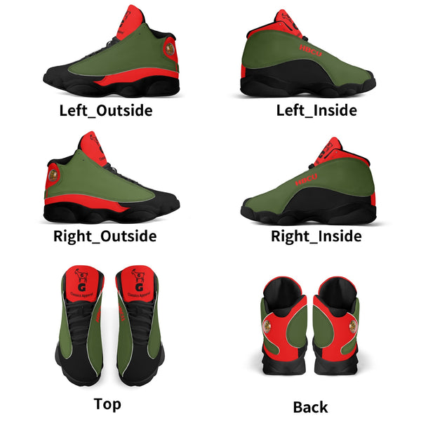 G Classics HBCU Red/Black/Green Leather G8 Basketball Shoes