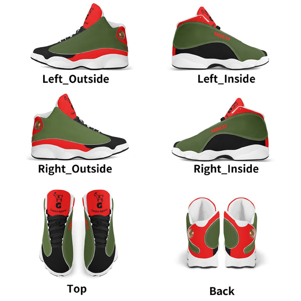 G Classics HBCU Red/Black/Green Leather G8 Basketball Shoes