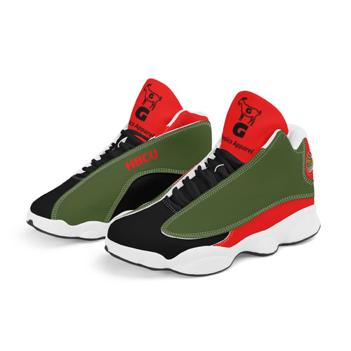 G Classics HBCU Red/Black/Green Leather G8 Basketball Shoes