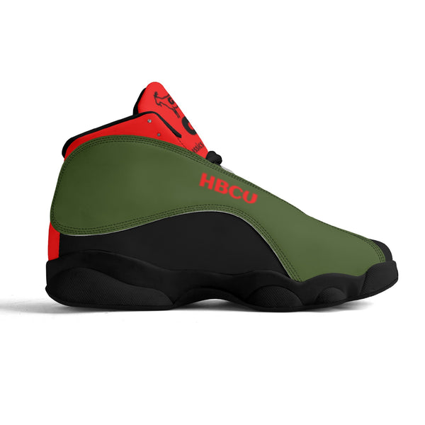 G Classics HBCU Red/Black/Green Leather G8 Basketball Shoes