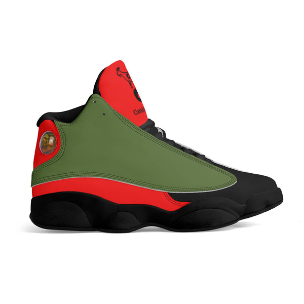 G Classics HBCU Red/Black/Green Leather G8 Basketball Shoes