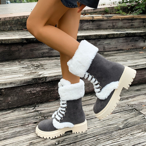 Women's Plus-size High-top Padded Thermal Snow Boots