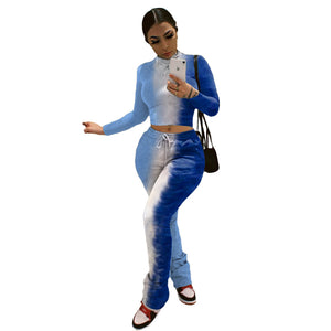 Tie-dye Printed Pleated Pants Sportswear Set